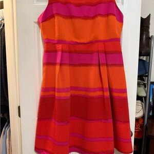 New York & Company Pink and Orange Midi Dress